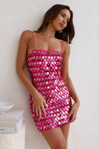 Pink Sequin Mini Dress