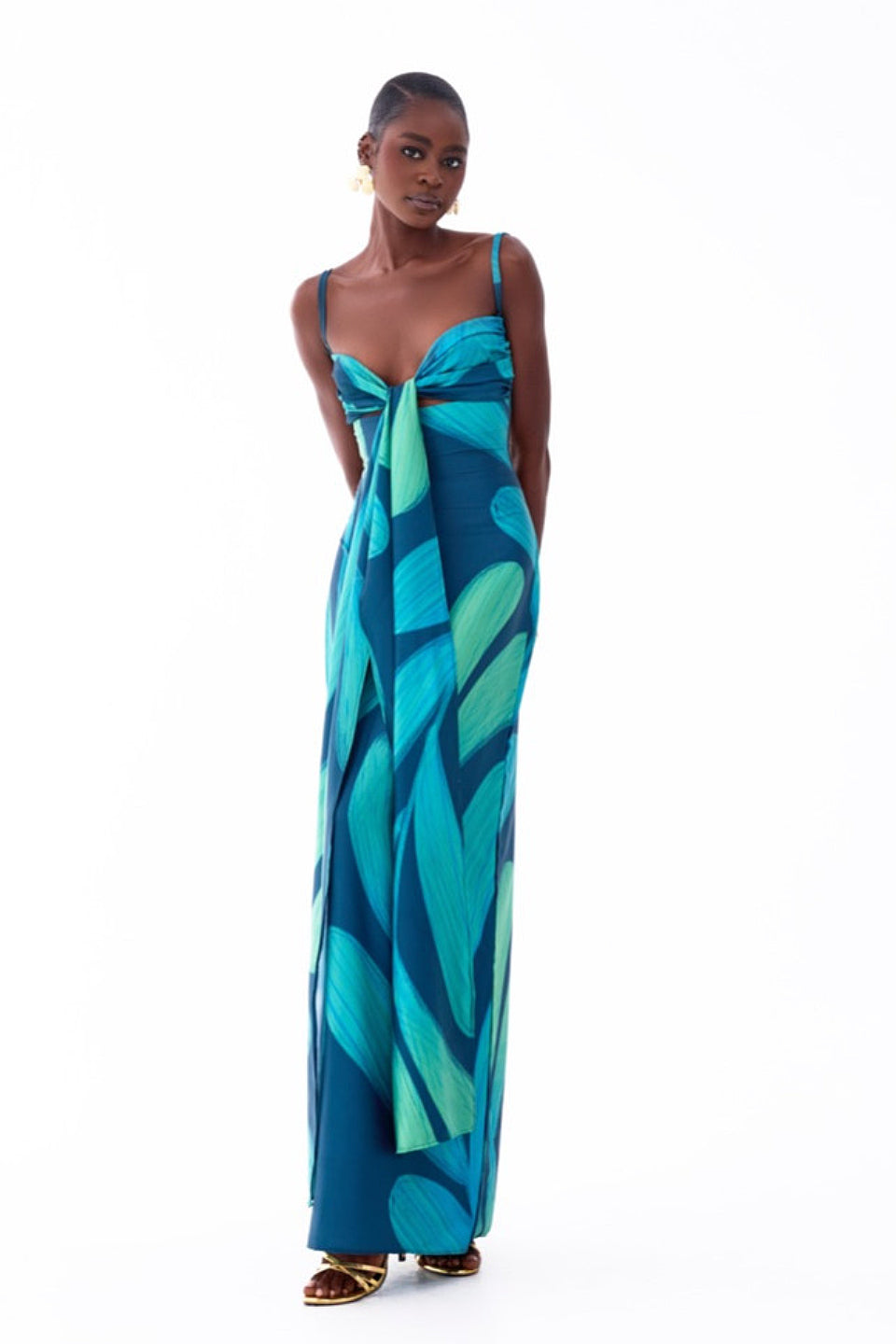 Tropical Leaf Maxi Dress