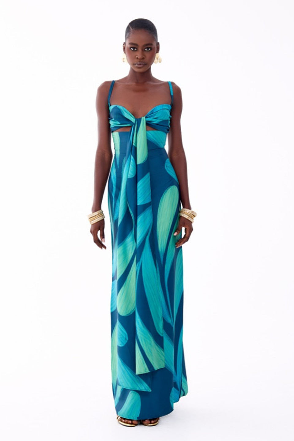 Tropical Leaf Maxi Dress