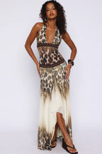 Leopard Glitter Maxi Dress