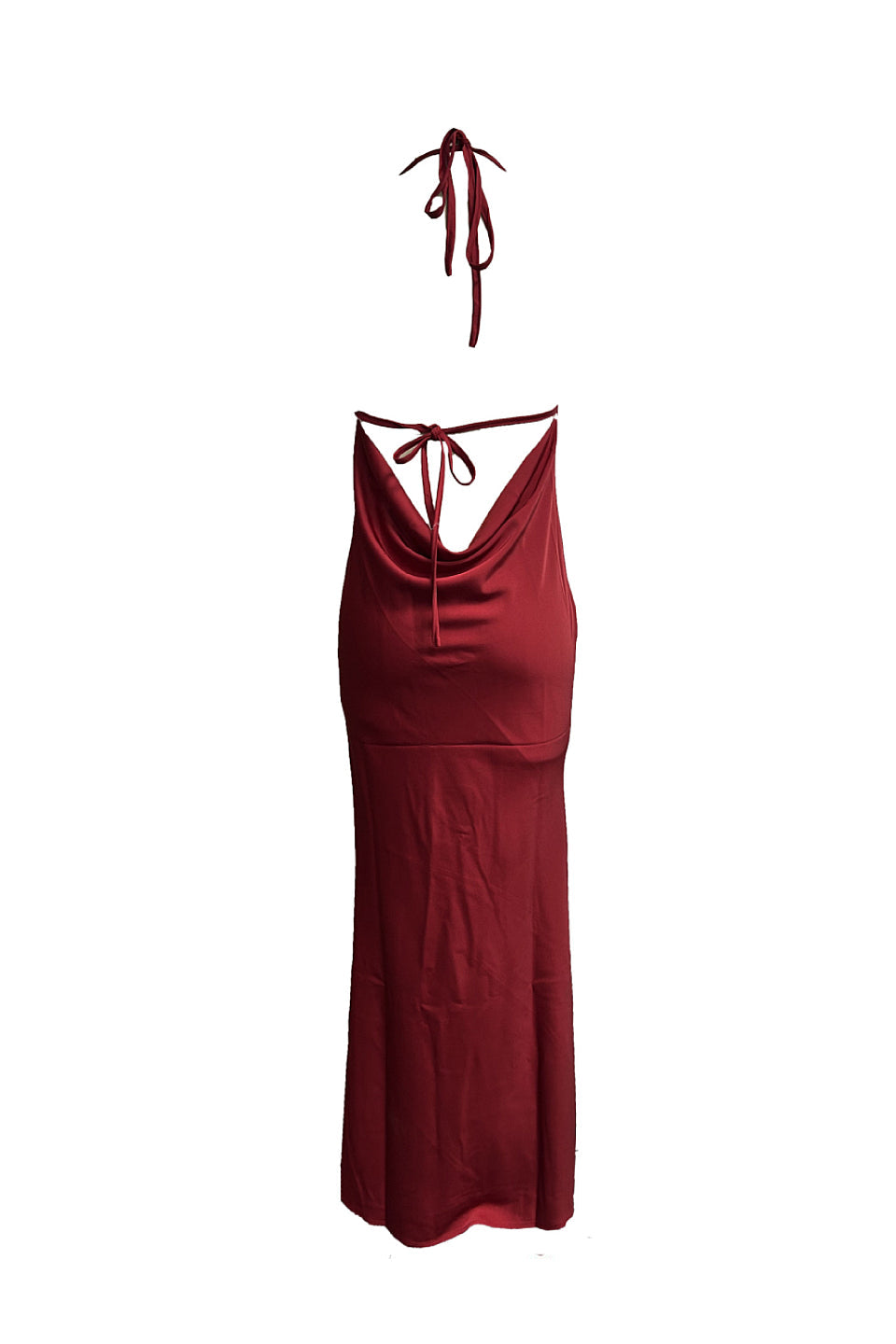 Burgundy Satin Maxi Dress