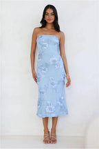 Sky Blue Floral Midi Dress
