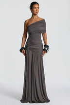 Charcoal One Shoulder Dress