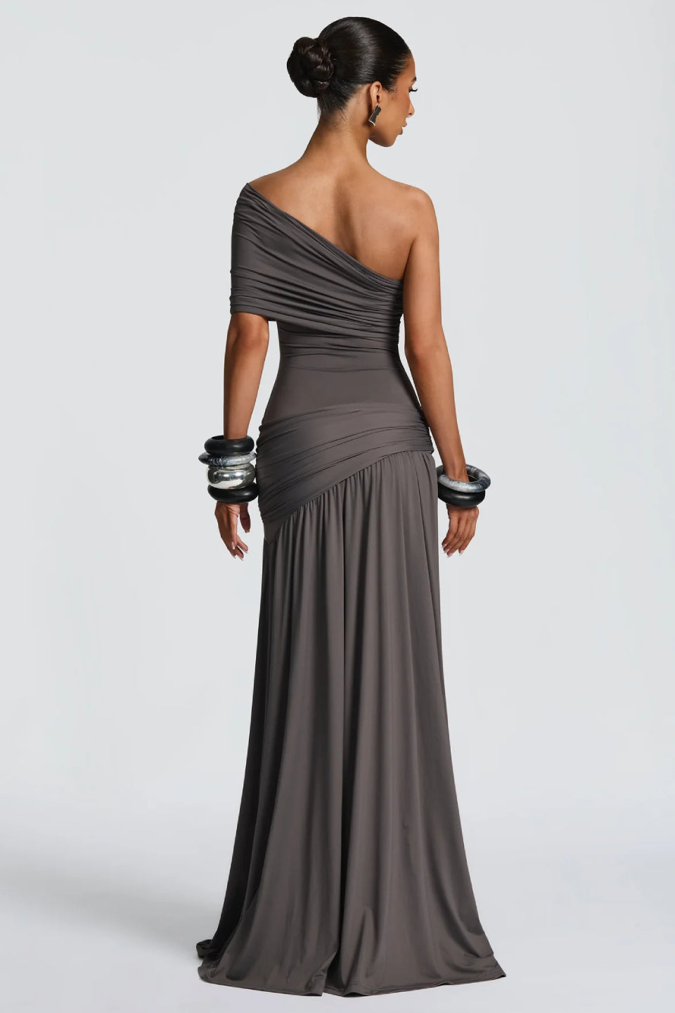 Charcoal One Shoulder Dress