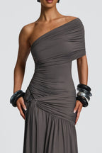 Charcoal One Shoulder Dress