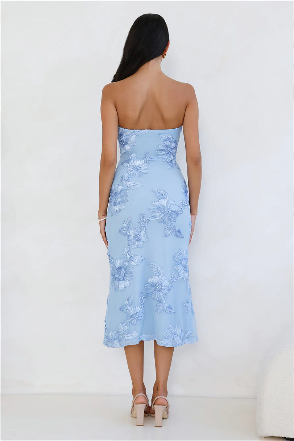 Sky Blue Floral Midi Dress