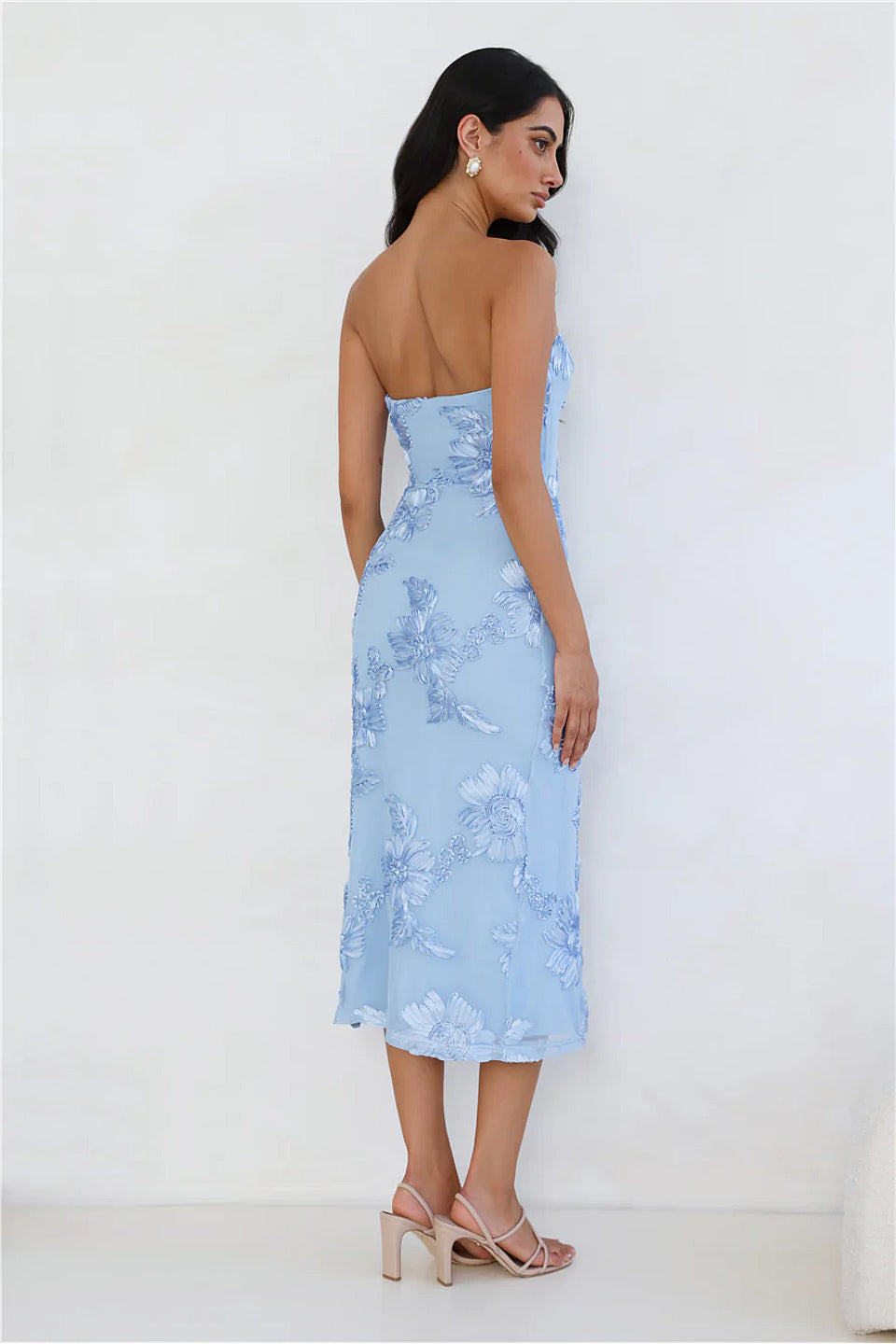 Sky Blue Floral Midi Dress