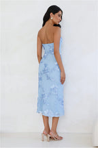 Sky Blue Floral Midi Dress