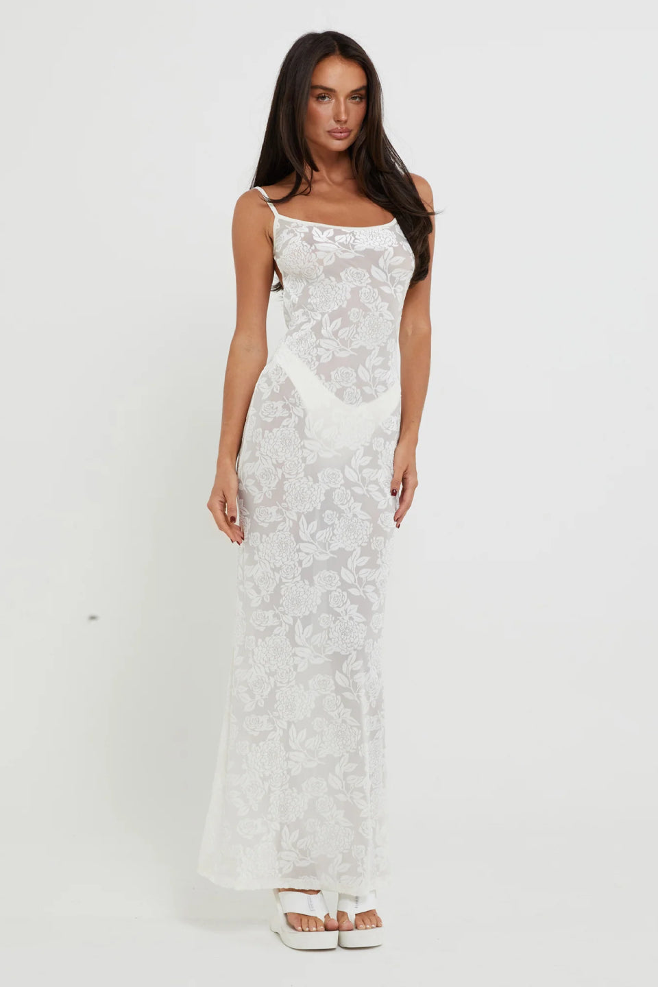 White Velvet Maxi Dress