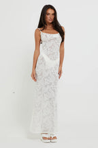 White Velvet Maxi Dress