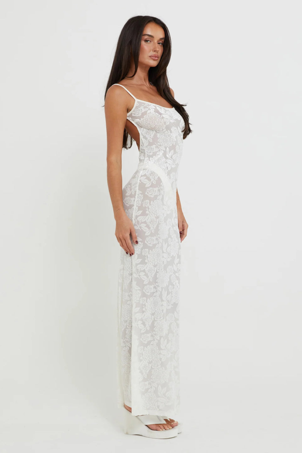 White Velvet Maxi Dress