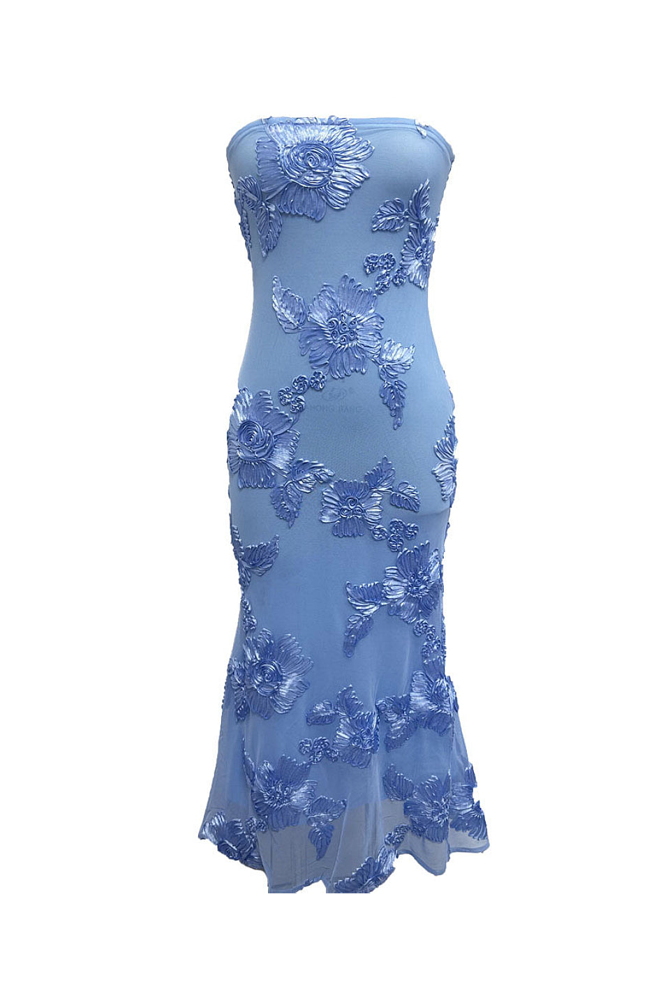 Sky Blue Floral Midi Dress