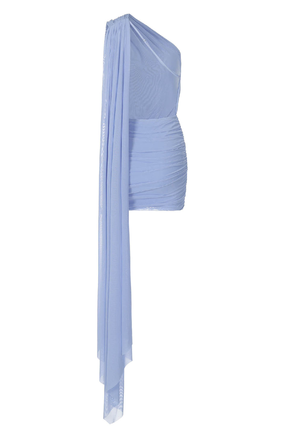 Blue One-Shoulder Chiffon Mini Dress