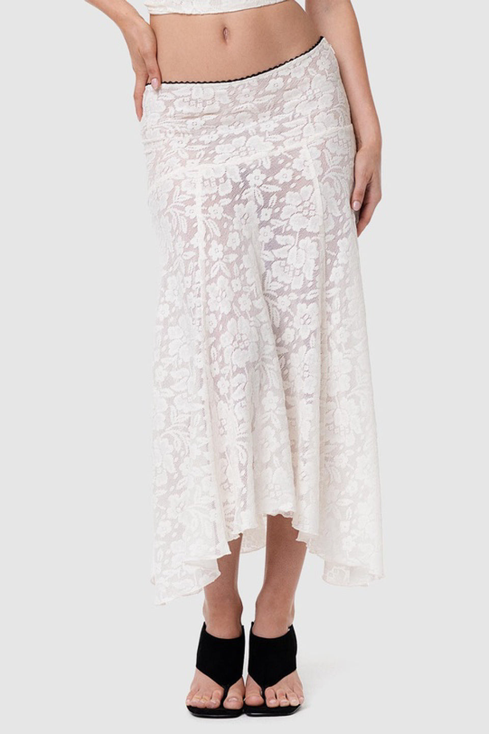 White Lace Sheer Fishtail Skirt