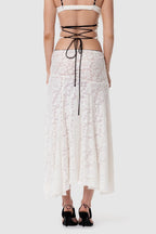 White Lace Sheer Fishtail Skirt