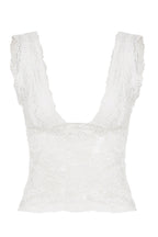 White Lace Sheer V-Neck Crop