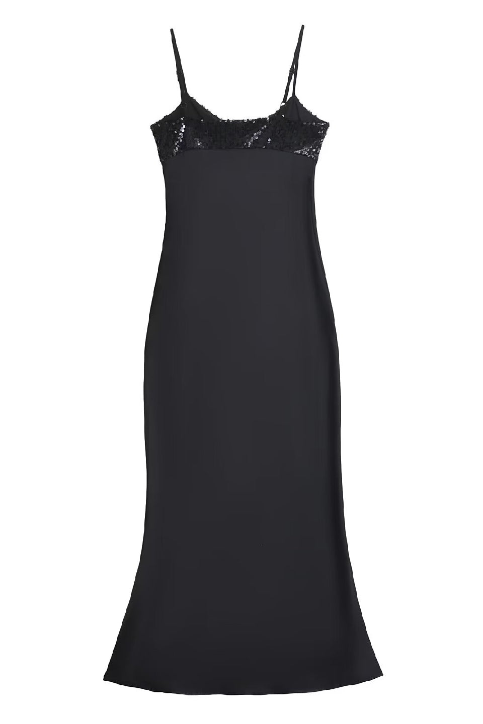 Black Sequin Lace Fishtail Midi Dress