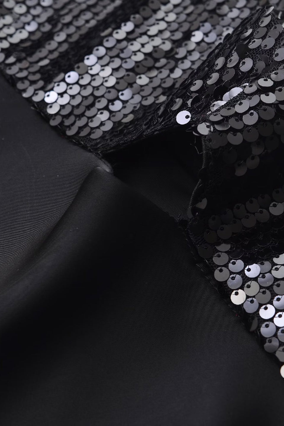 Black Sequin Lace Fishtail Midi Dress