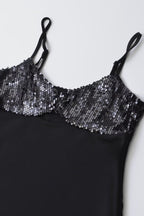 Black Sequin Lace Fishtail Midi Dress