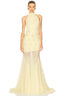 Cream Petal Halter Fishtail Gown