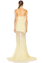 Cream Petal Halter Fishtail Gown