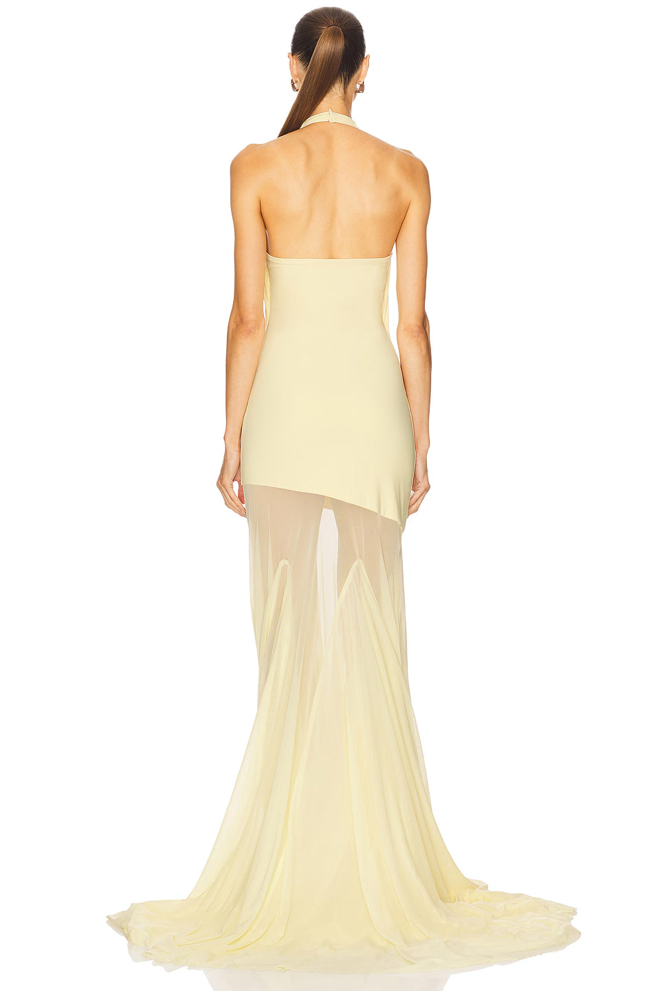 Cream Petal Halter Fishtail Gown