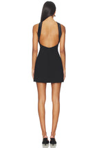 Black Velvet Bow Halter Mini Dress