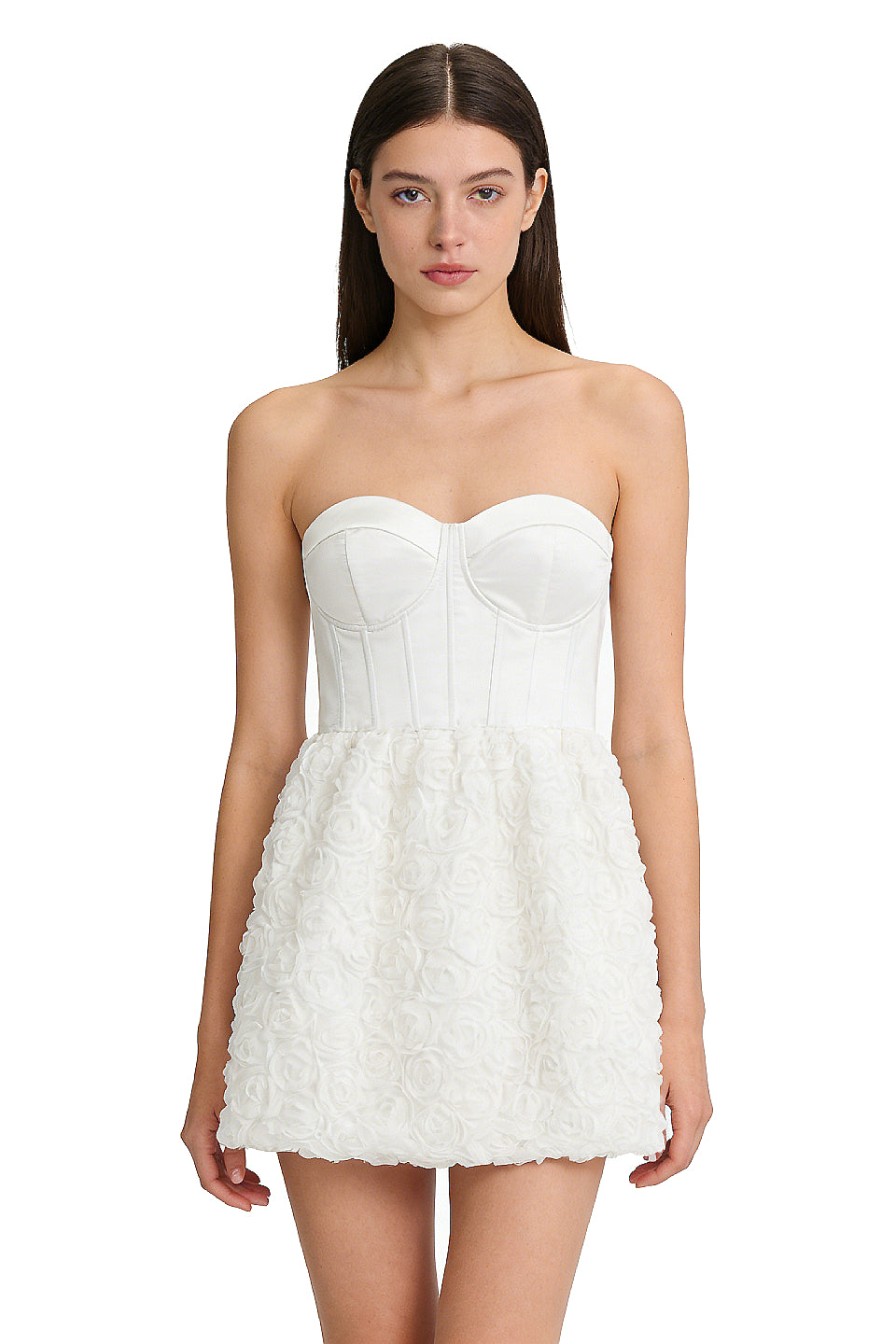 White Rose Corset Bandeau Mini Dress