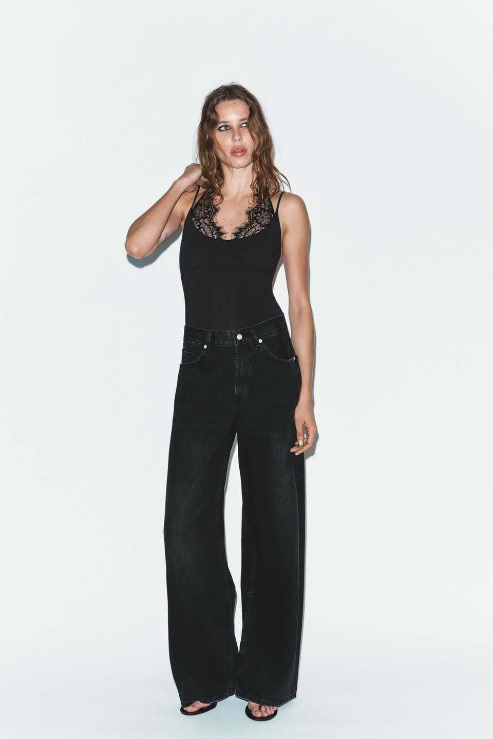 Black Halter Lace Sheer Bodysuit