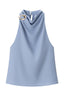 Blue Halter Ring Back Sleeveless Top