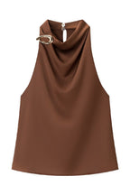 Brown Halter Ring Back Sleeveless Top