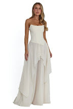 Ivory Boned Chiffon Layered Maxi Dress