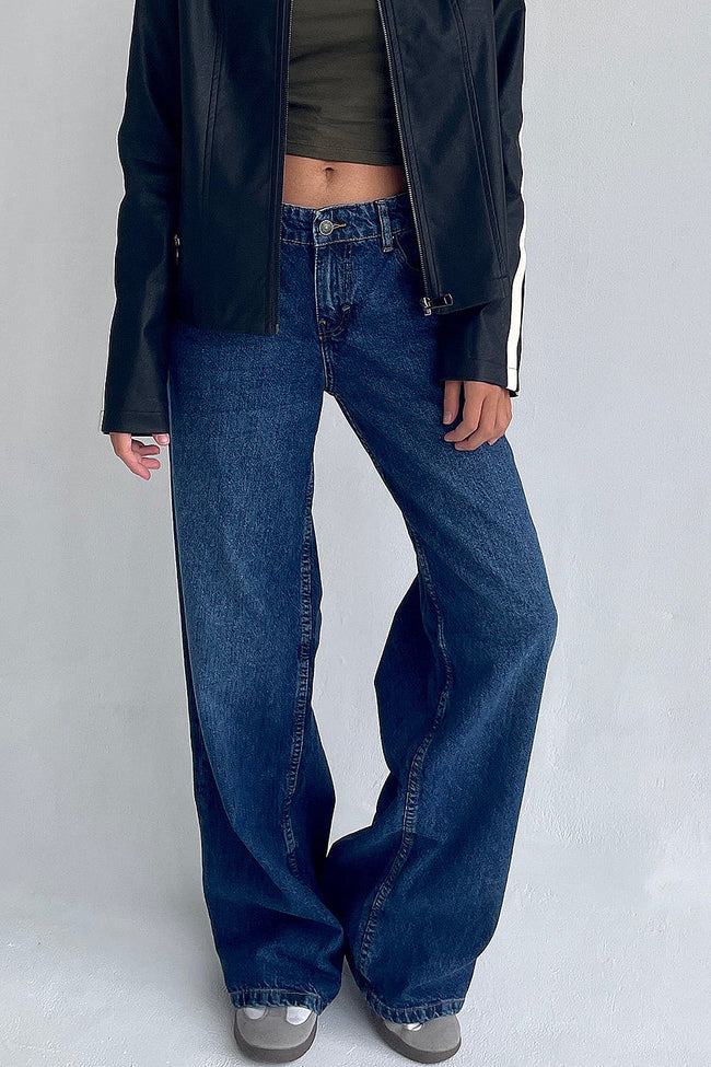 Blue Wide Leg Low Rise Jeans Hover Image