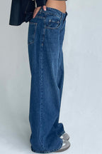 Blue Wide Leg Low Rise Jeans