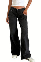 Black Wide Leg Low Rise Jeans