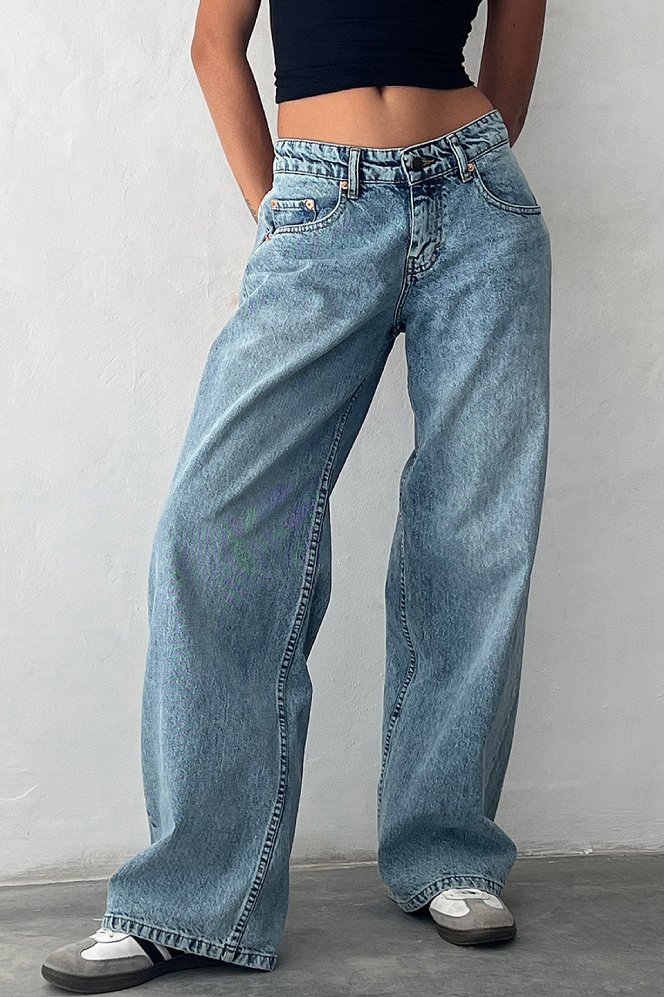 Light Blue Wide Leg Low Rise Jeans