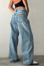 Light Blue Wide Leg Low Rise Jeans