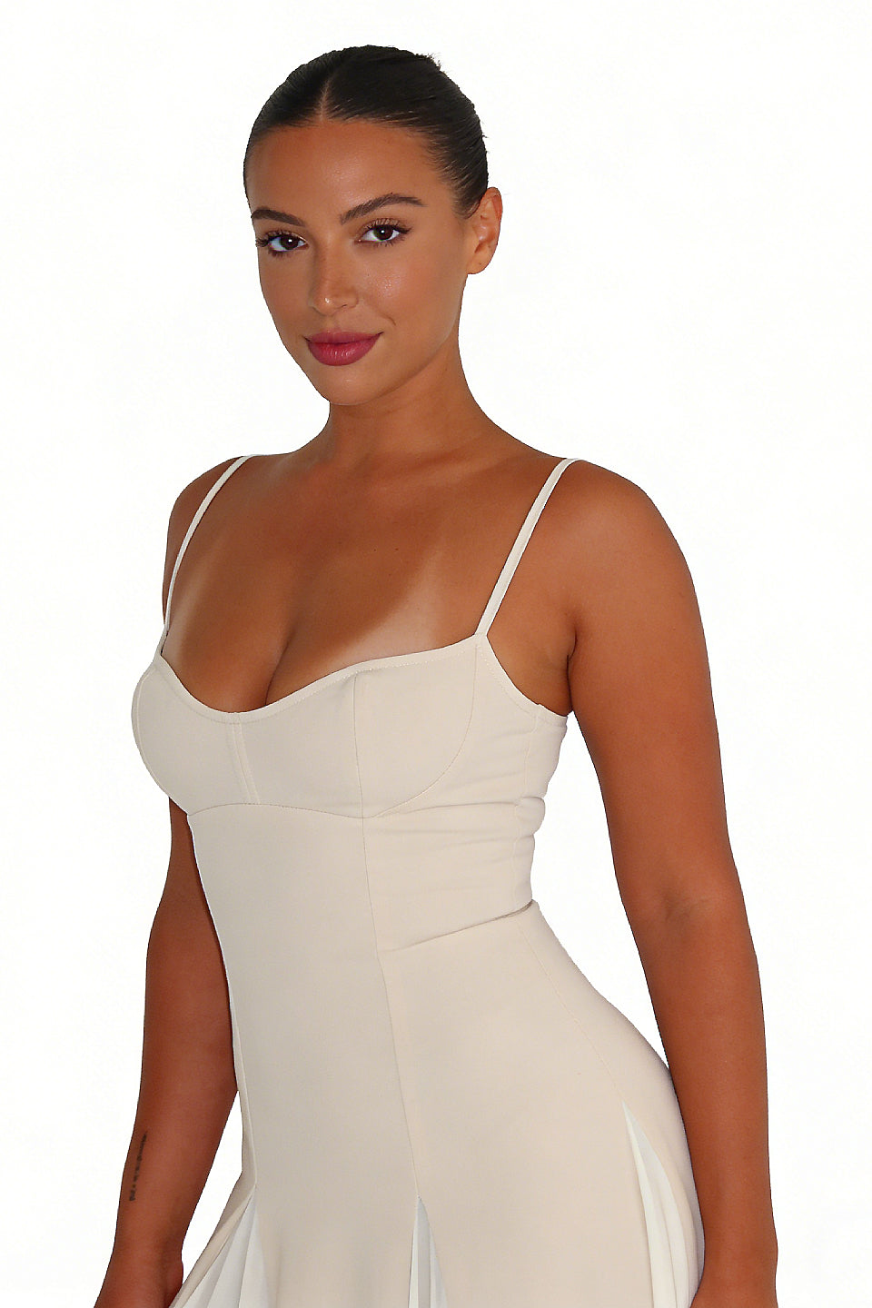 Cream Chiffon Sweetheart Maxi Dress