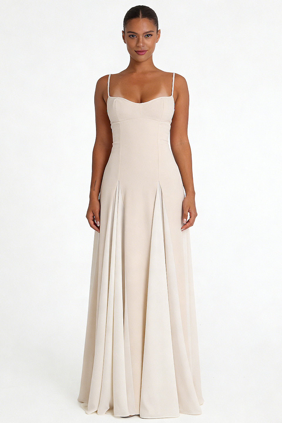 Cream Chiffon Sweetheart Maxi Dress