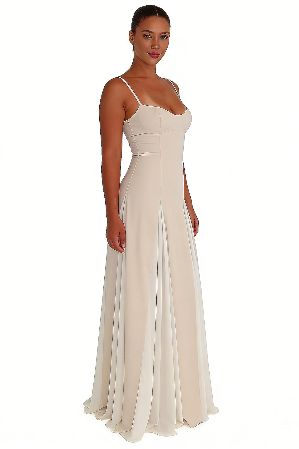 Cream Chiffon Sweetheart Maxi Dress