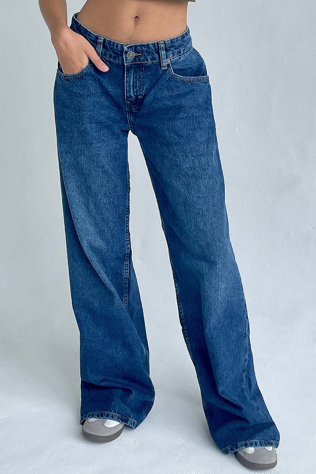 Blue Wide Leg Low Rise Jeans Main Image