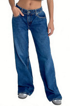 Blue Wide Leg Low Rise Jeans