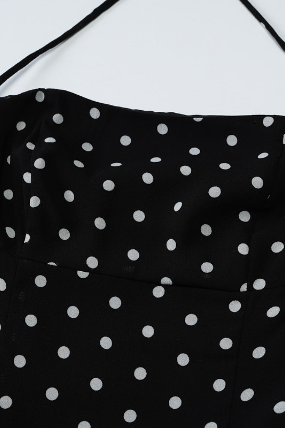 Noir Dot Halter Ruffle Mini Dress