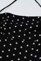 Noir Dot Halter Ruffle Mini Dress