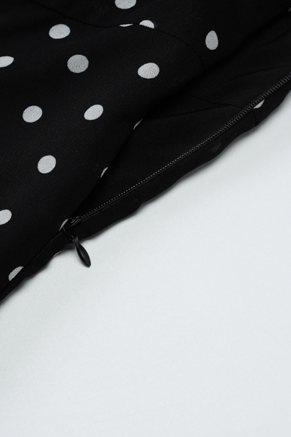Noir Dot Halter Ruffle Mini Dress