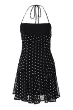Noir Dot Halter Ruffle Mini Dress