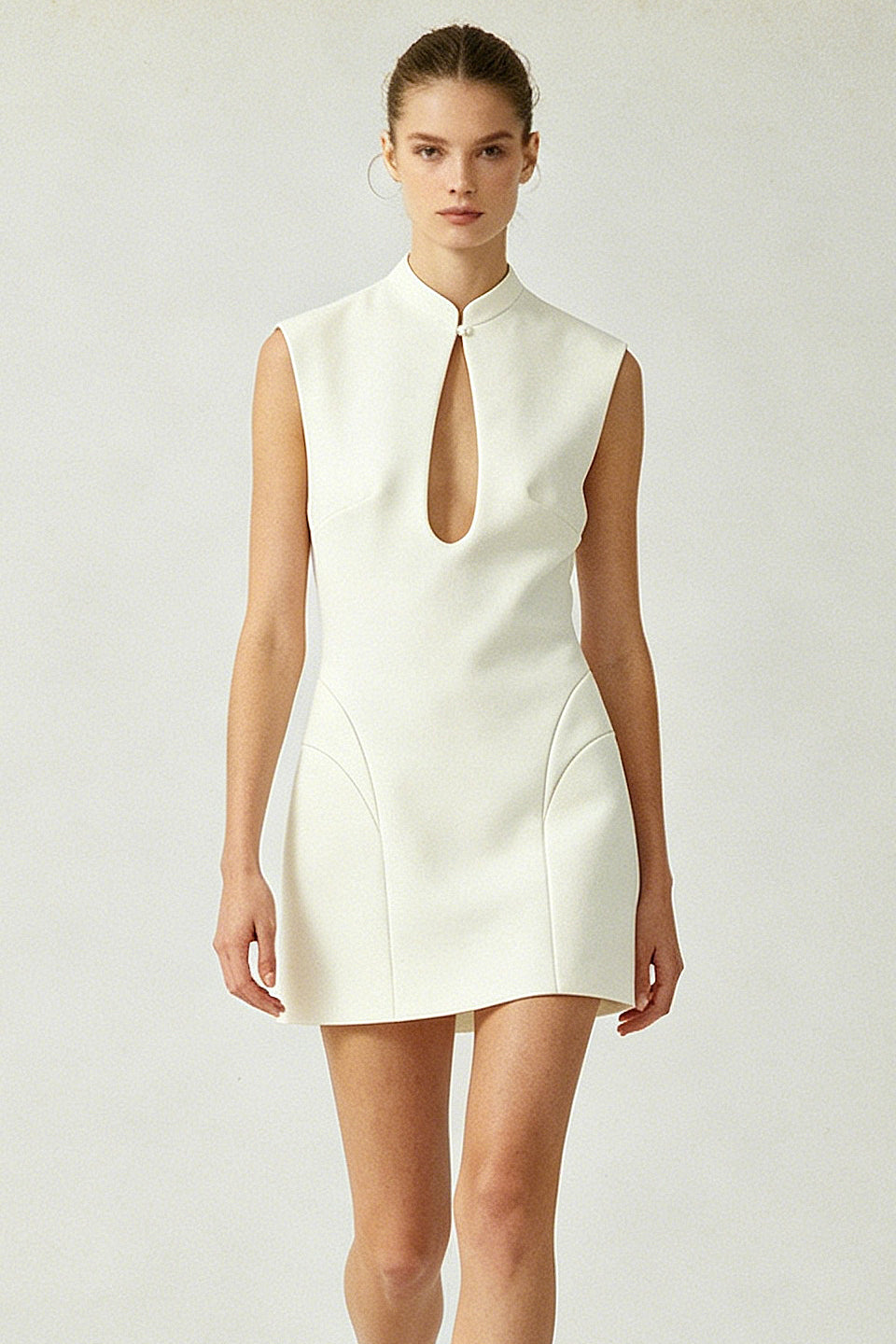 Mandarin Keyhole Mini Dress