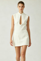 Mandarin Keyhole Mini Dress