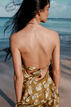 Floral Ruffle Halter Mini Dress