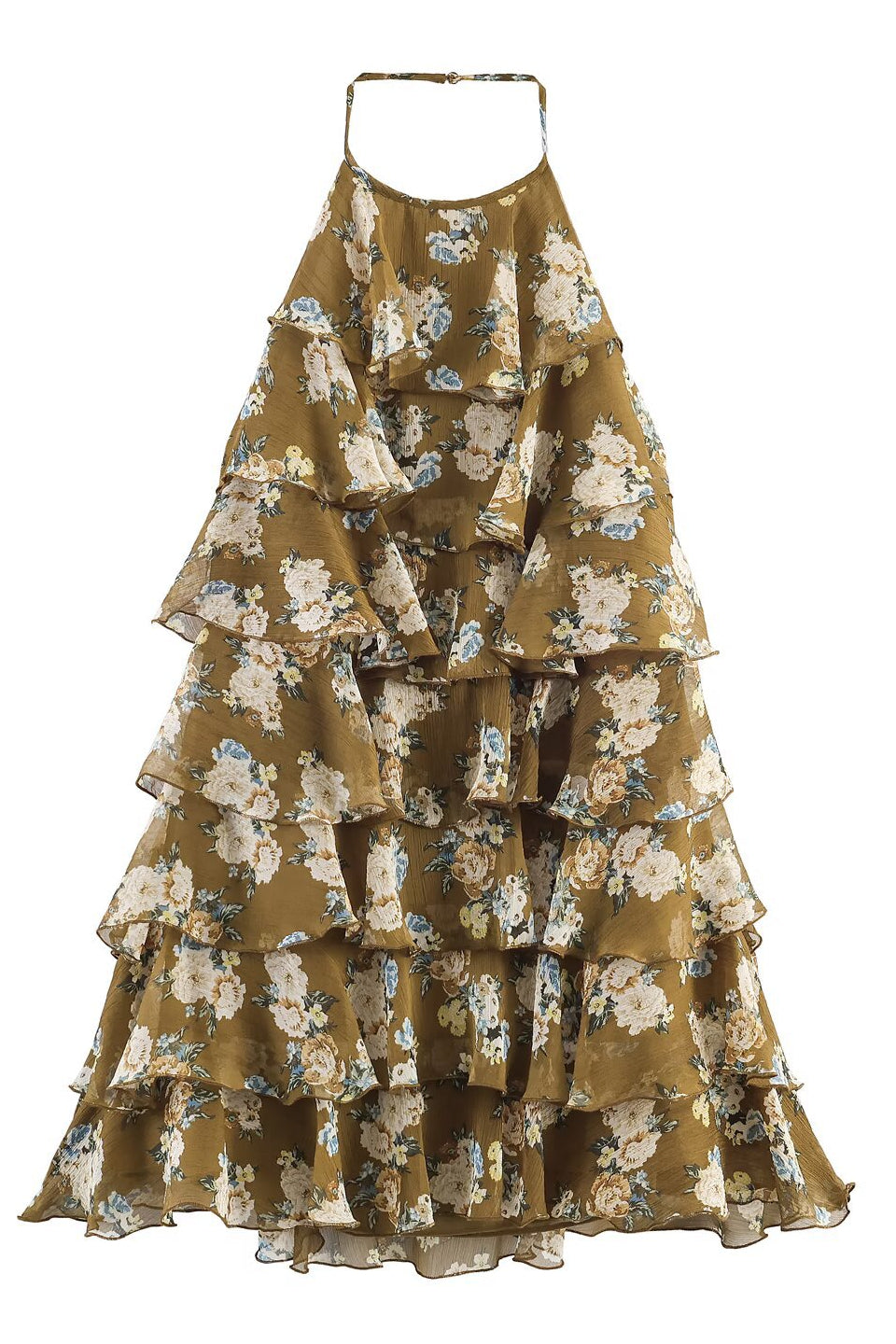 Floral Ruffle Halter Mini Dress